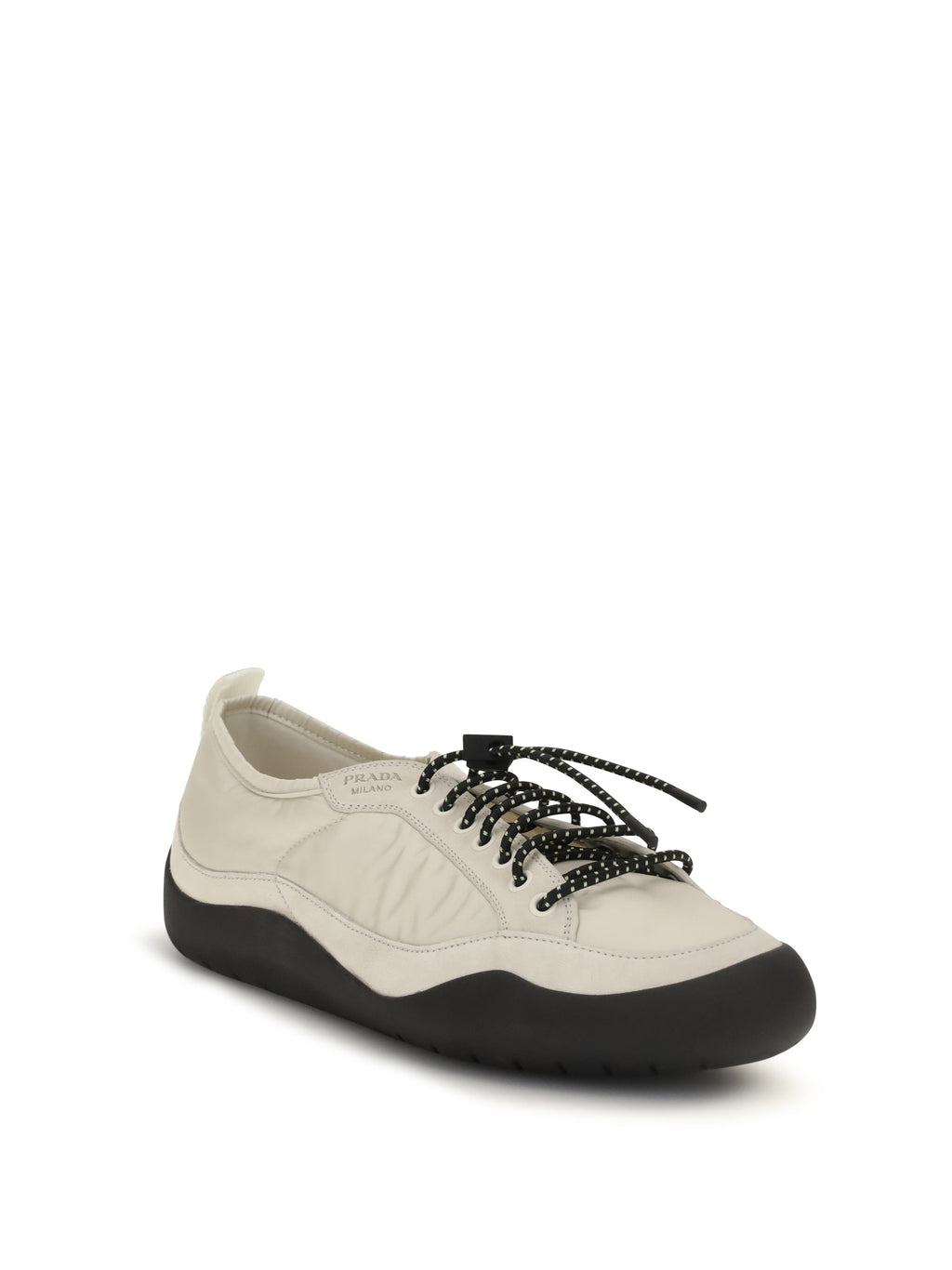 Prada Men Leather And Fabric Sneakers