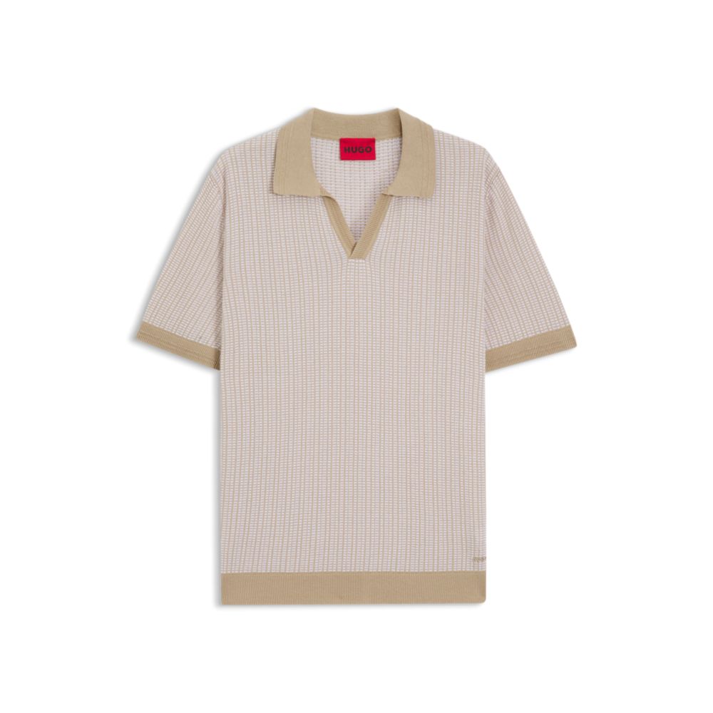 Johhny-collar sweater in cotton and linen