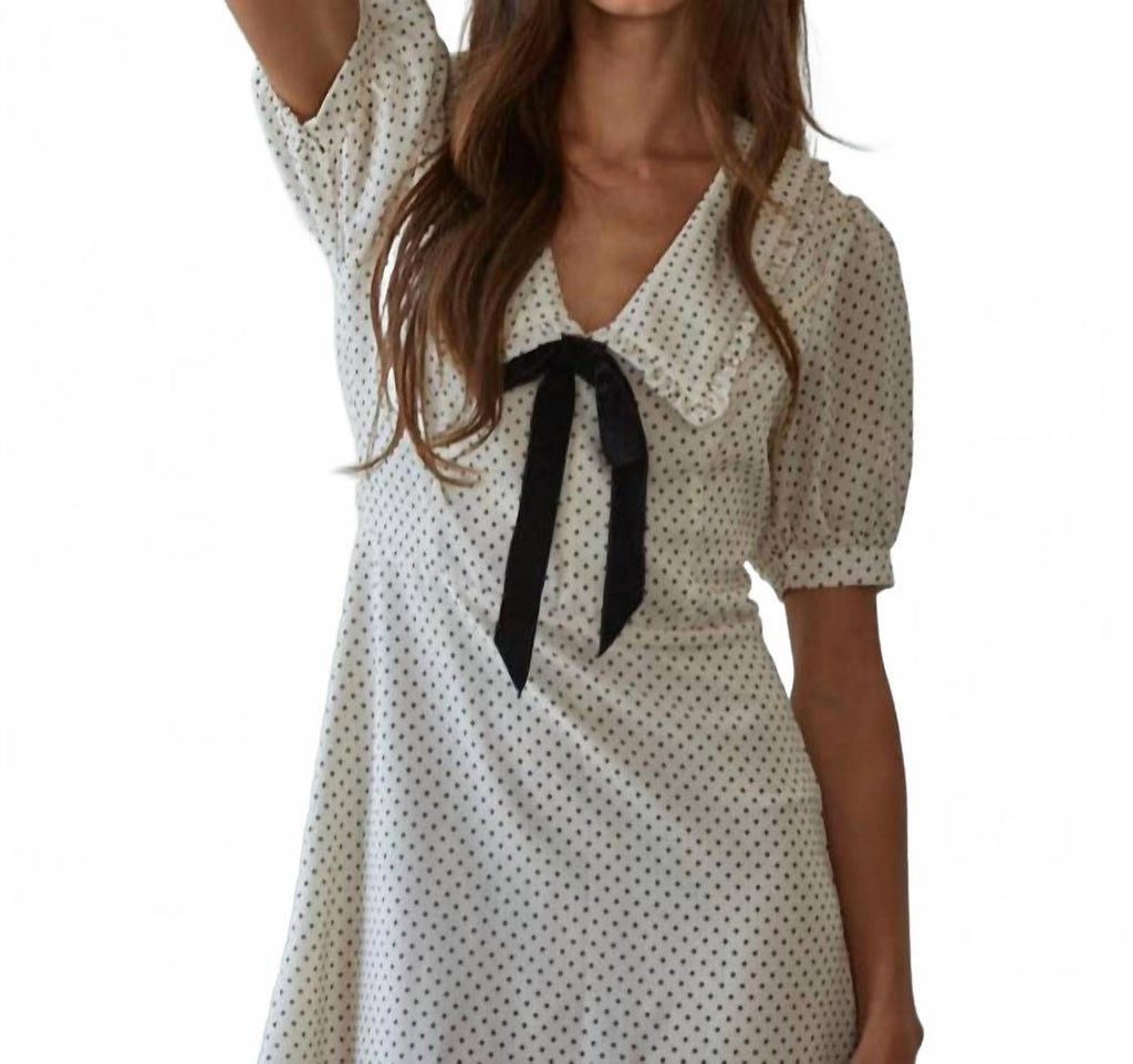 Dainty Bow Collared Mini Dress In White