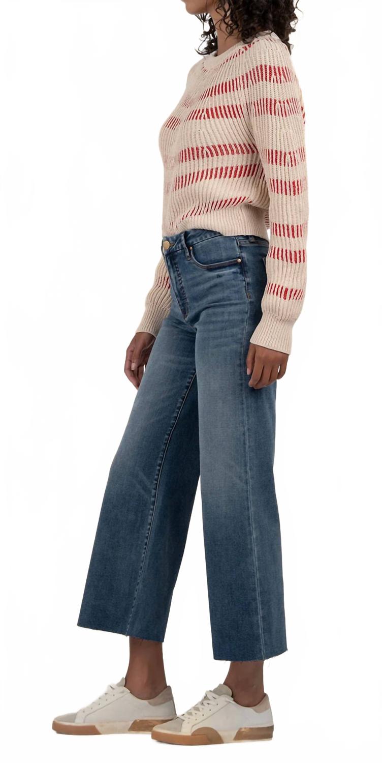Reagen Stripe Crewneck Sweater In Taupe