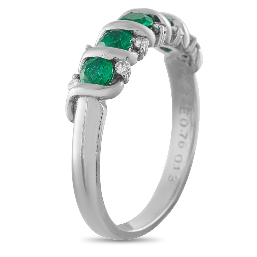 LB Exclusive Platinum 0.13ct Diamond and Emerald Ring MF13-041426