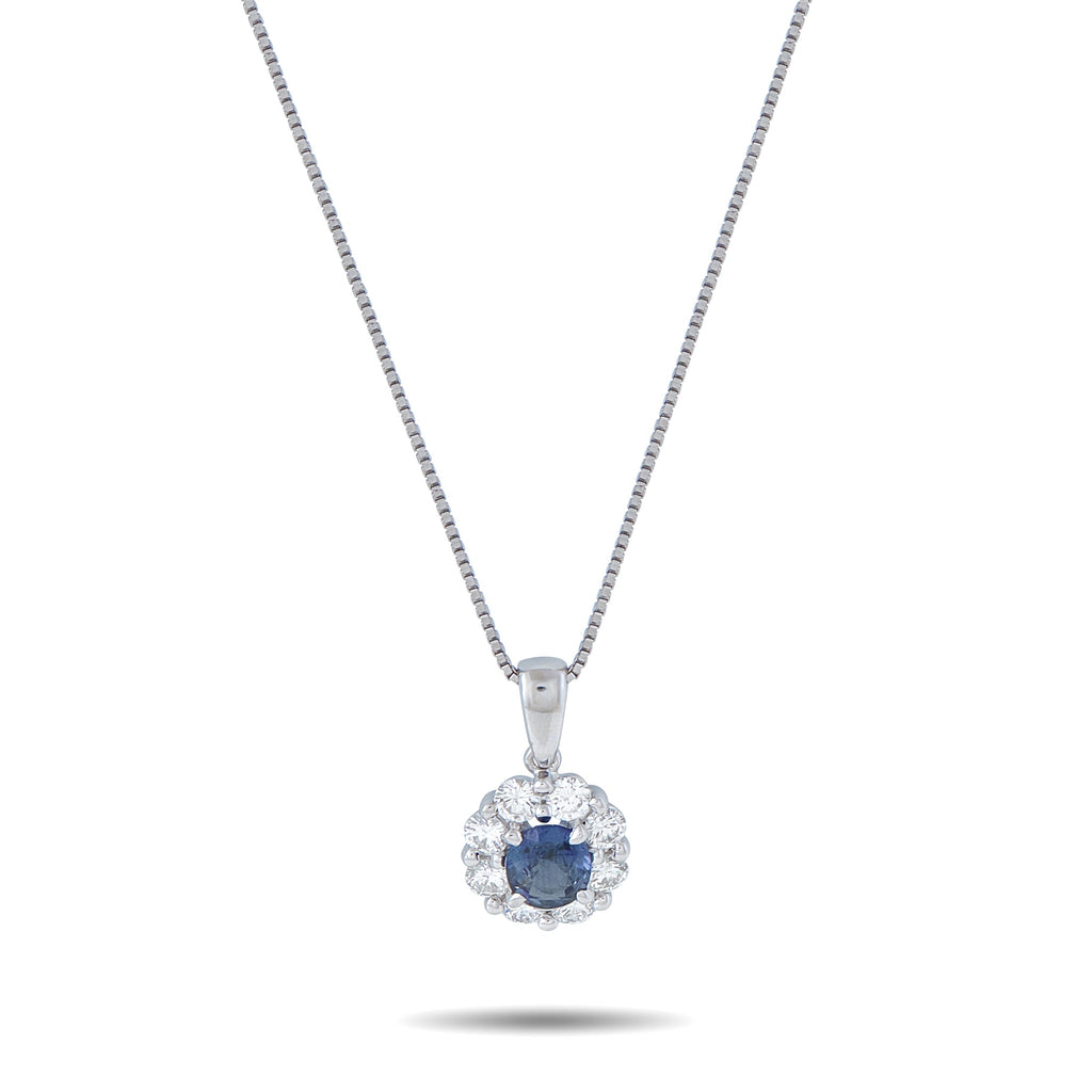 LB Exclusive Platinum 0.66ct Diamond and Sapphire Pendant Necklace MF15-041326