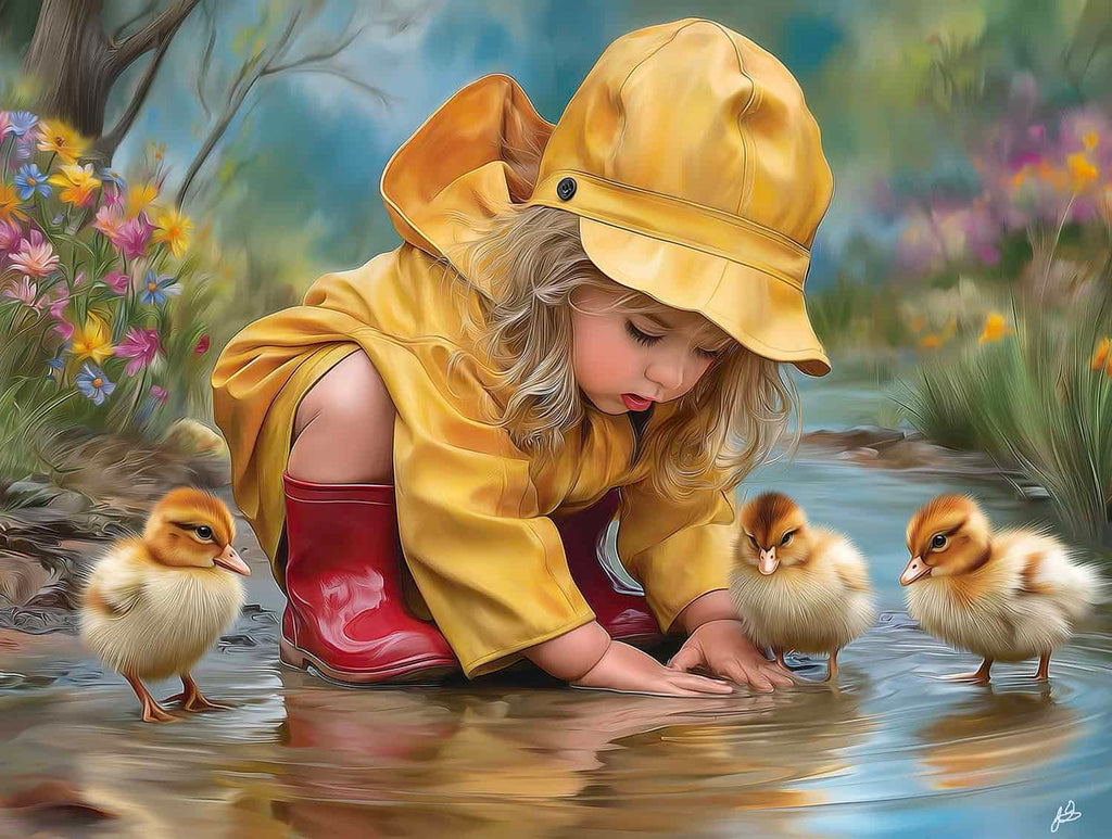 Playing in puddles 300 piece Jigsaw Puzzle for Adults