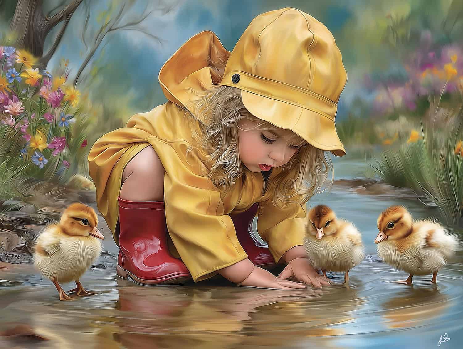 Playing in puddles 300 piece Jigsaw Puzzle for Adults