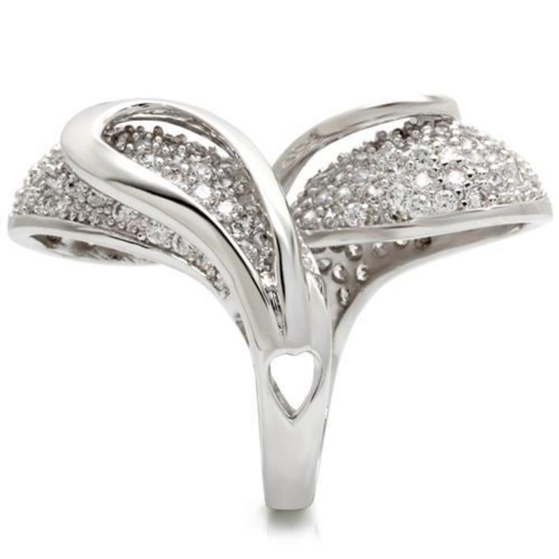 Rhodium Brass Ring with AAA Grade CZ in Clear