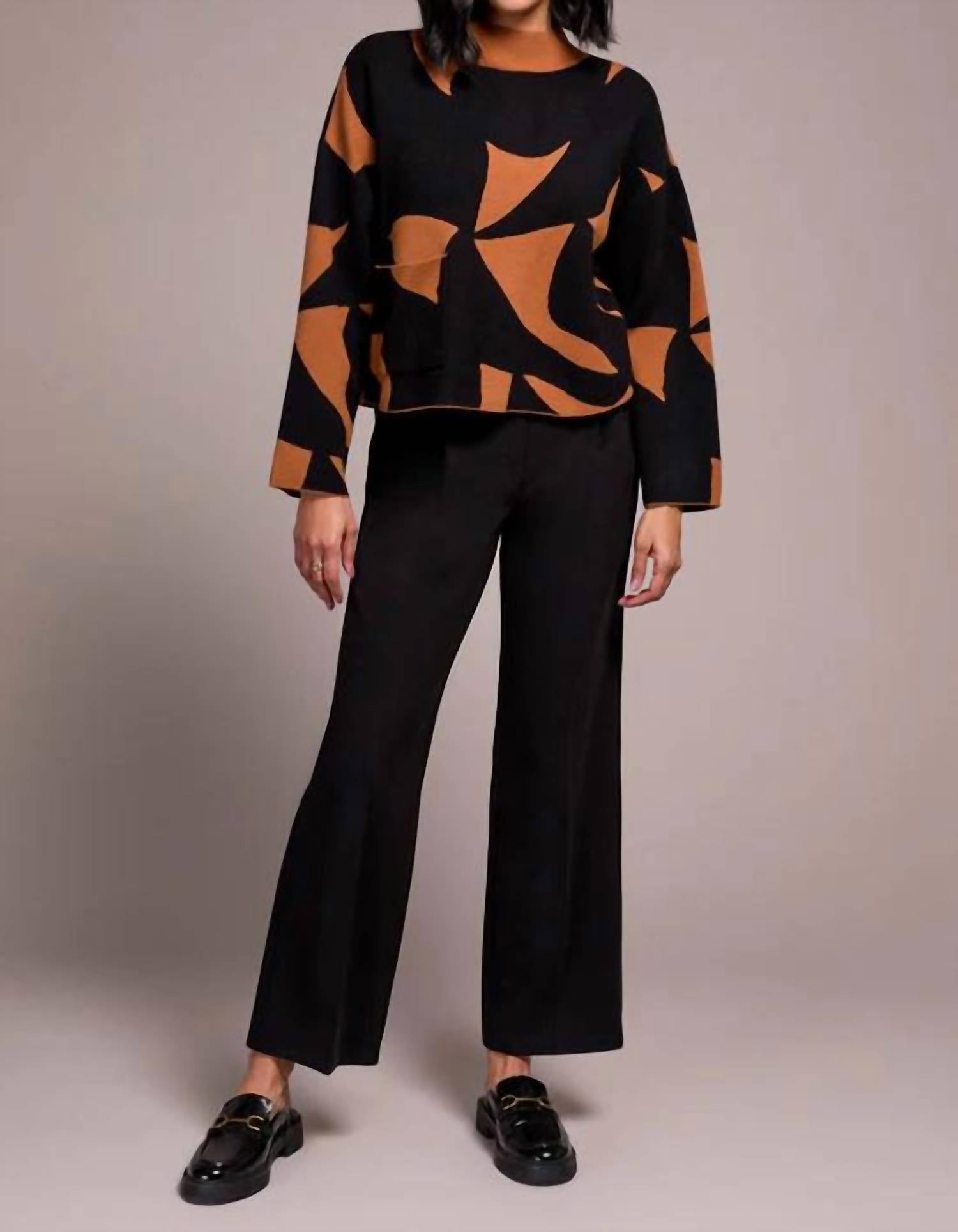 Abstract Oversized Sweater In Black