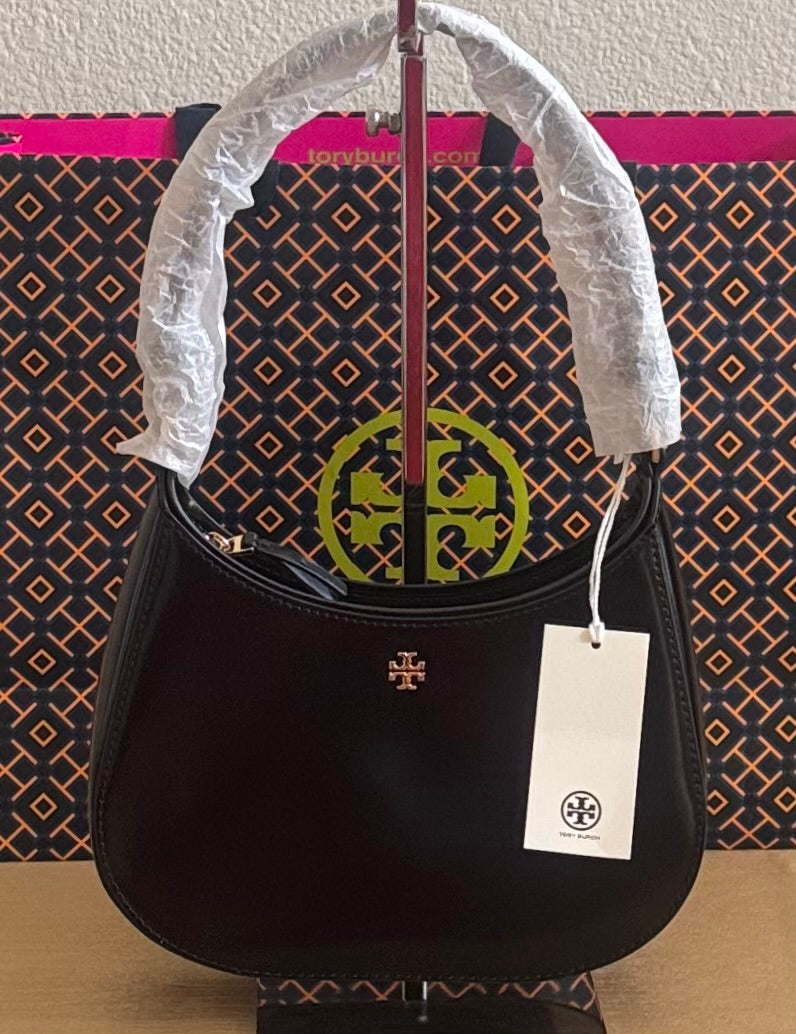 NWT Tory Burch Emerson Patent Leather Shoulder Bag In Gold/Black