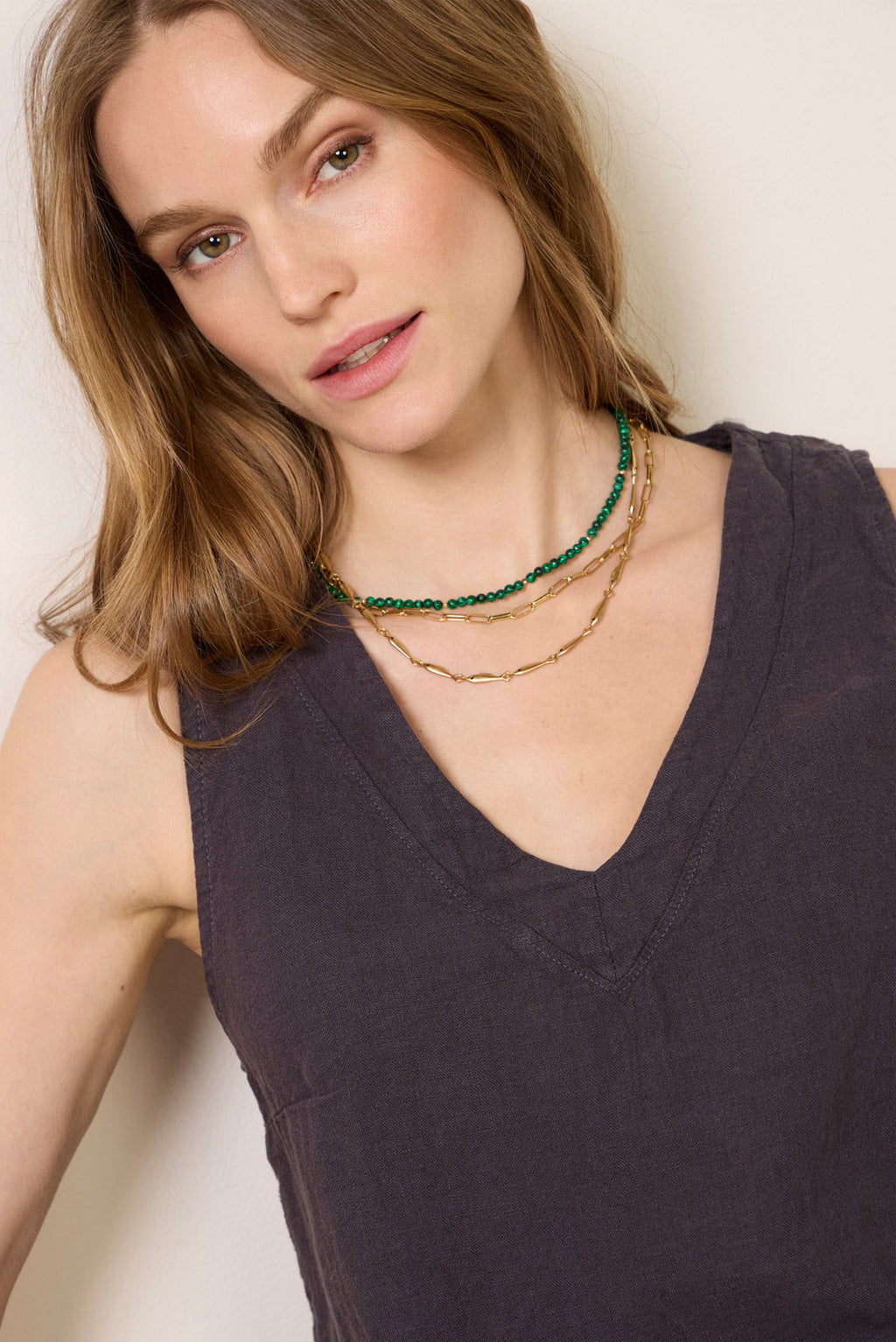 Women's V Neck Linen Tank Top