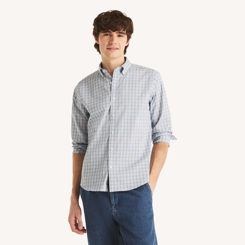 Nautica Mens Slim Fit Wrinkle-Resistant Plaid Shirt