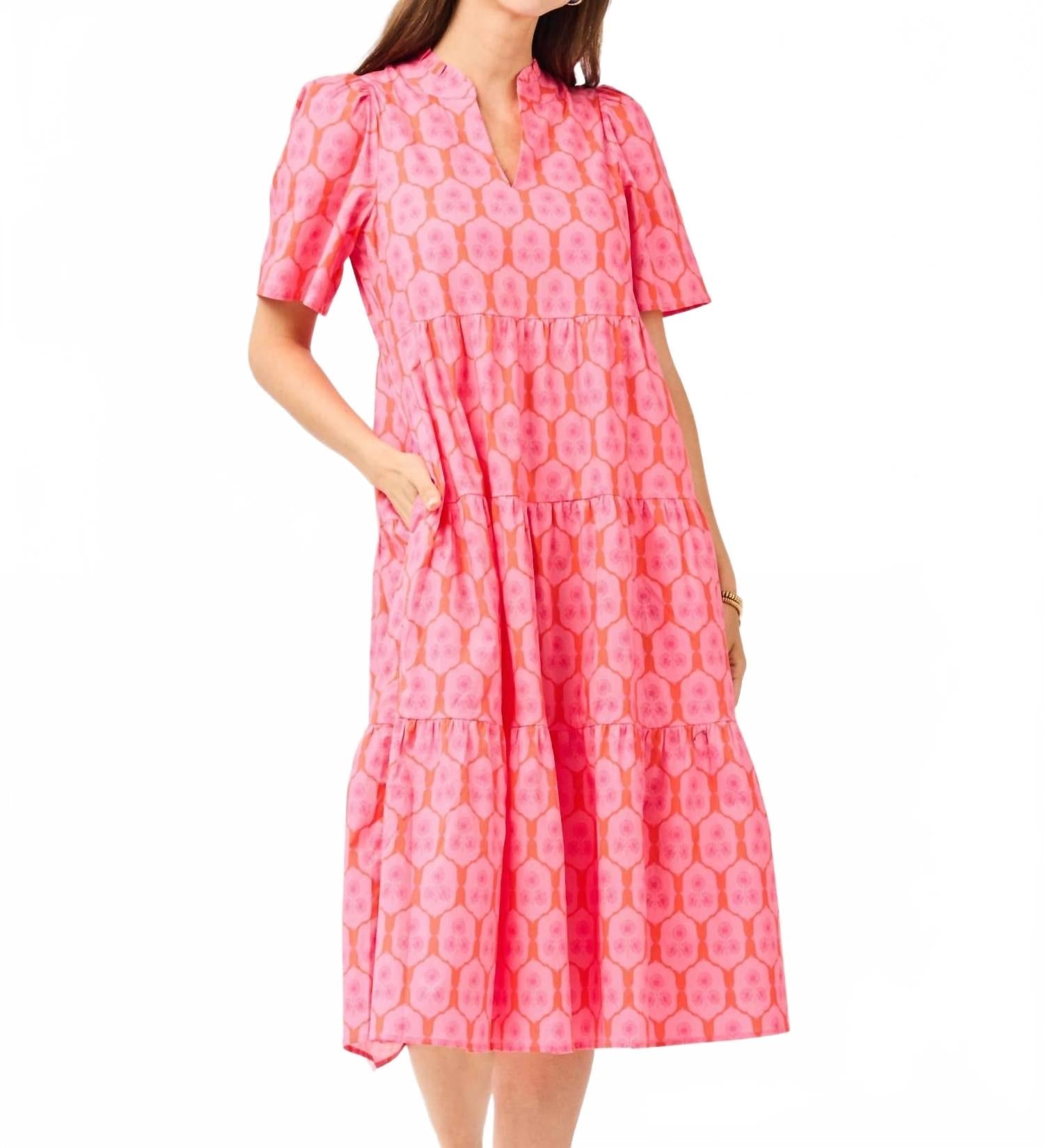 Ivy Rosette Charm Dress In Pink