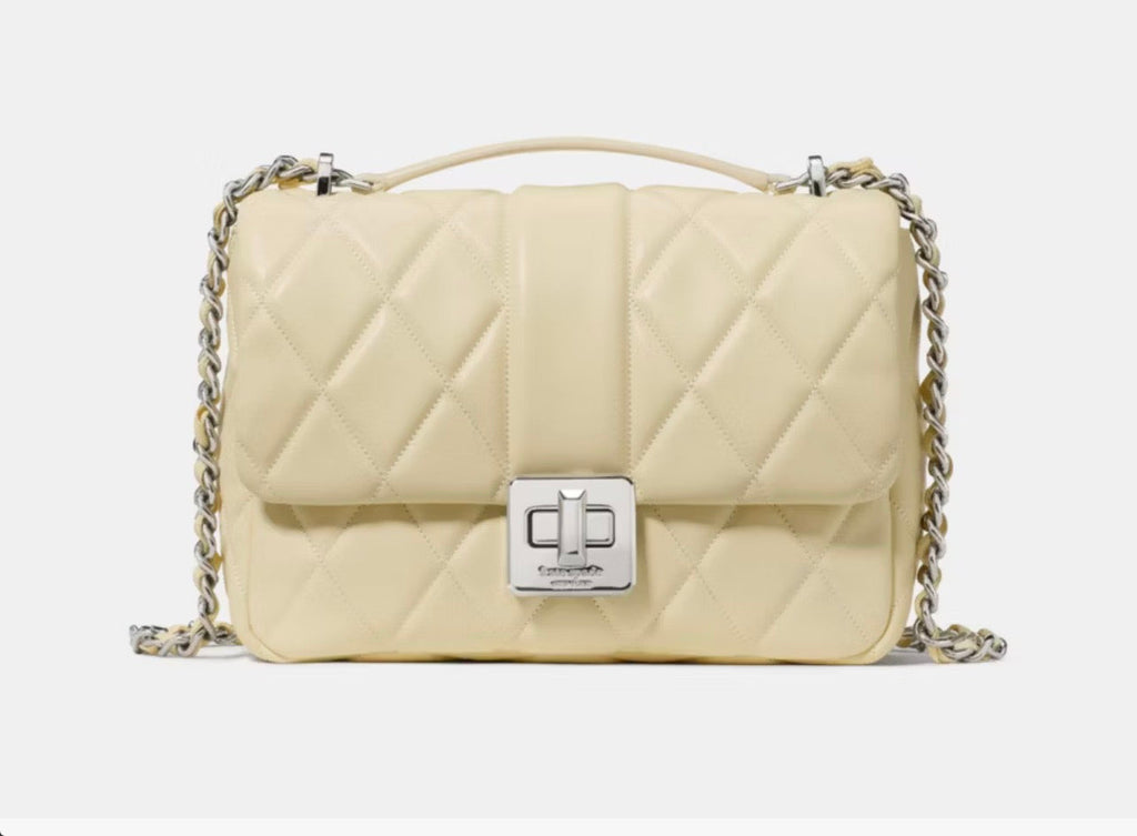 NWT Kate Spade Carey Quilted Leather Small Flap Crossbody Bag Lemon Fondant