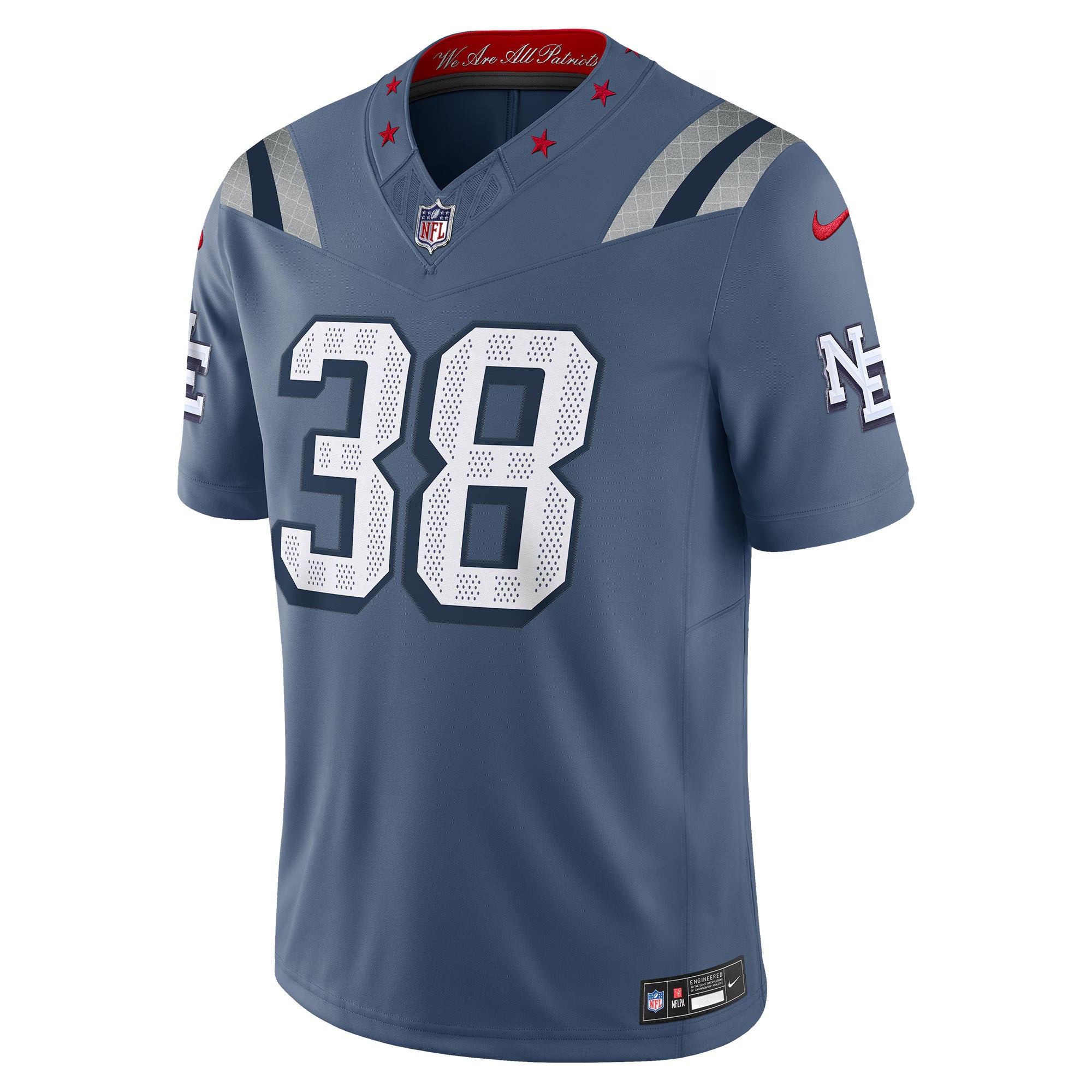 New England Patriots Rhamondre Stevenson Storm Blue 2025 Rivalries Collection Limited Jersey