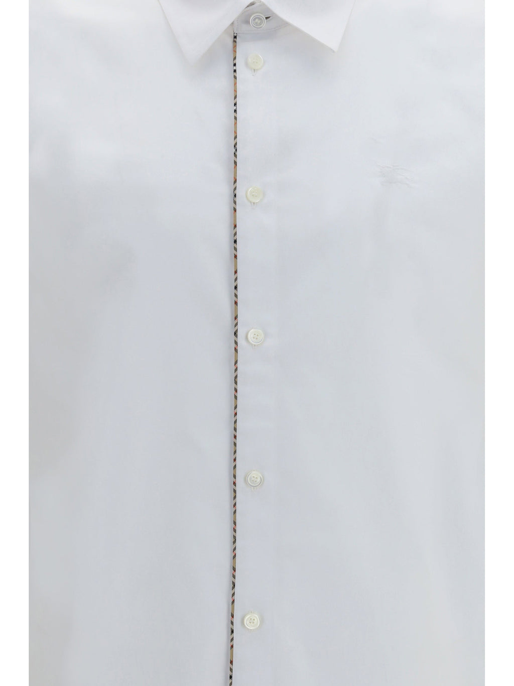 Burberry Men Cotton Shirt With Check Trims