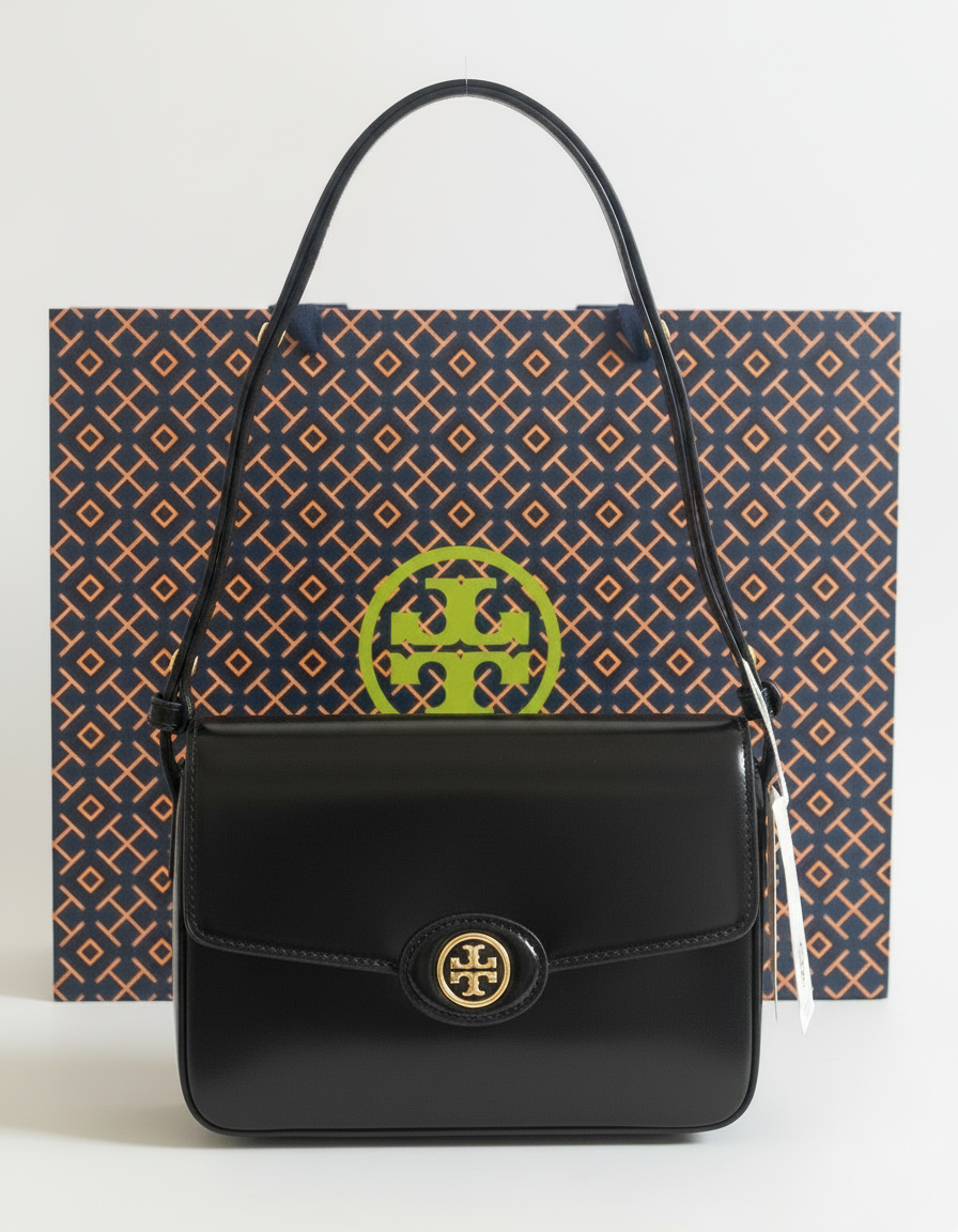 NWT Tory Burch Robinson Spazzolato Convertible Leather Medium Shoulder Bag With Dust Bag