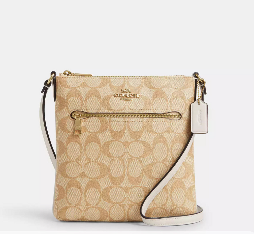 NWT COACH Mini Rowan File Bag In Signature Canvas and Leather