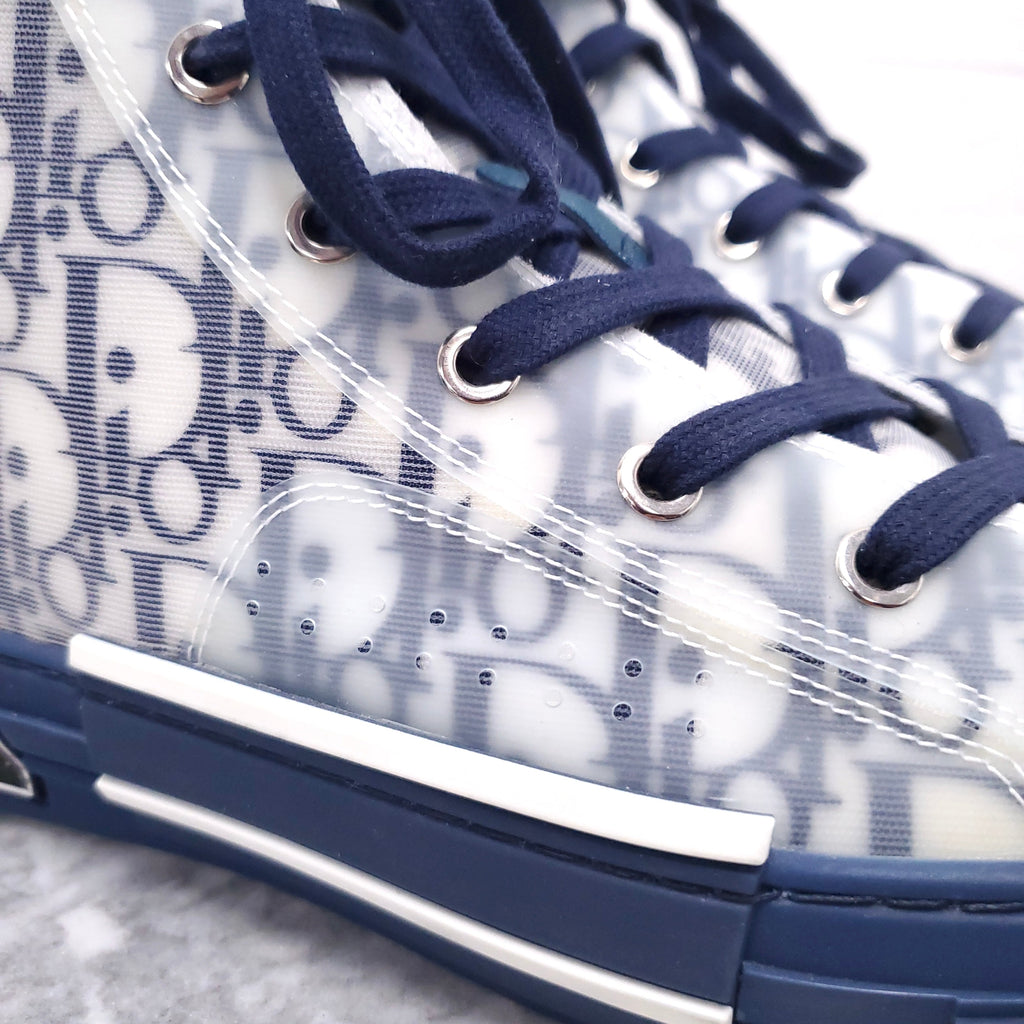 CHRISTIAN DIOR NAVY AND WHITE OBLIQUE SNEAKERS - SIZE 40