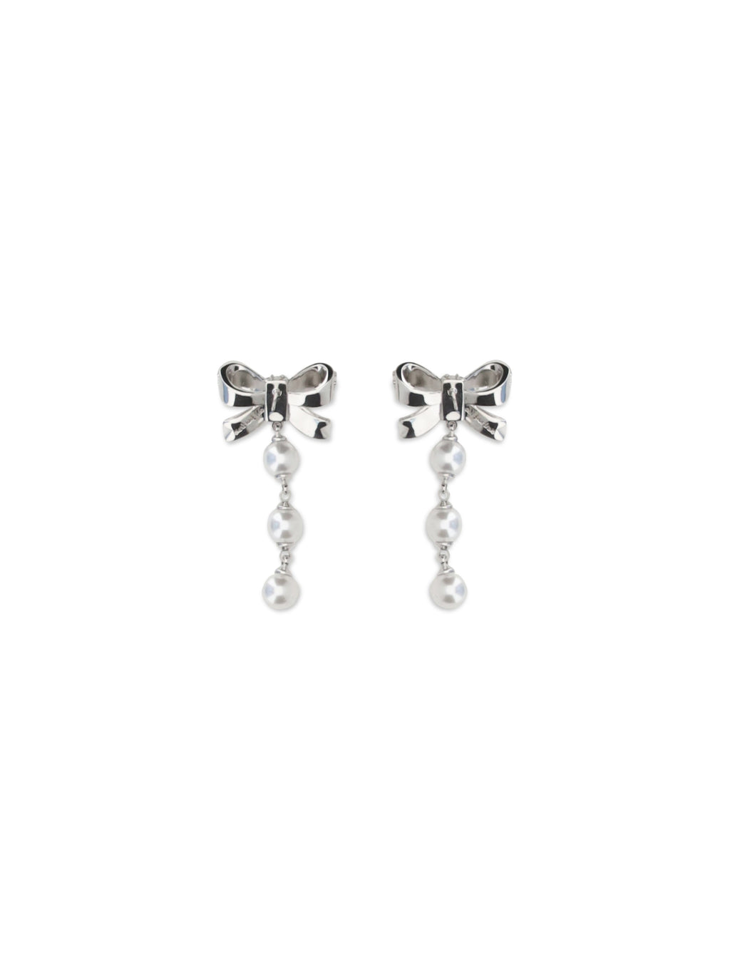 Self-Portrait Women Crystal Bow And Pearl Drop Earrings