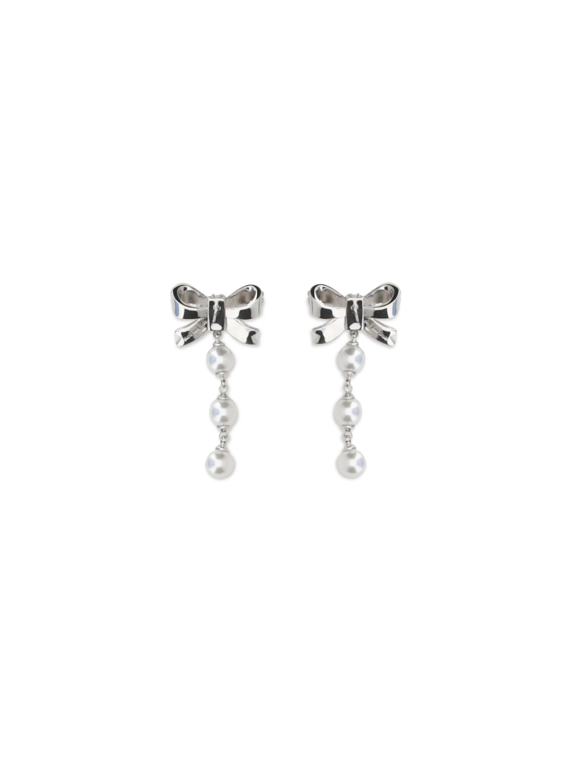 Self-Portrait Women Crystal Bow And Pearl Drop Earrings