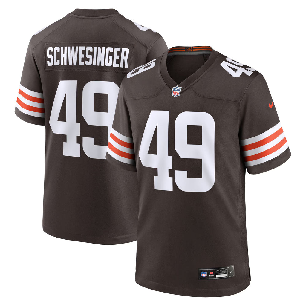 Cleveland Browns Carson Schwesinger Brown 2025 NFL Draft Game Jersey