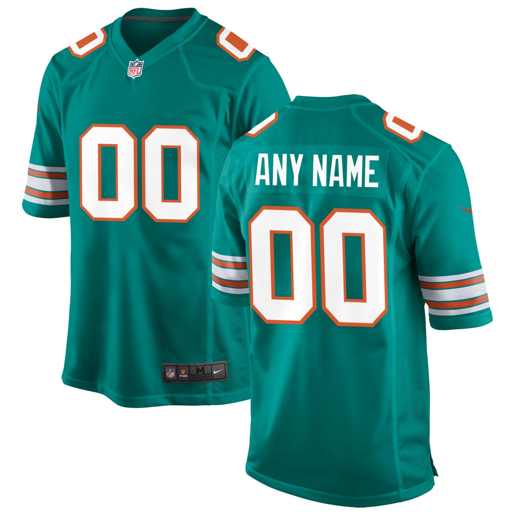 Miami Dolphins Aqua Alternate Custom Game Jersey