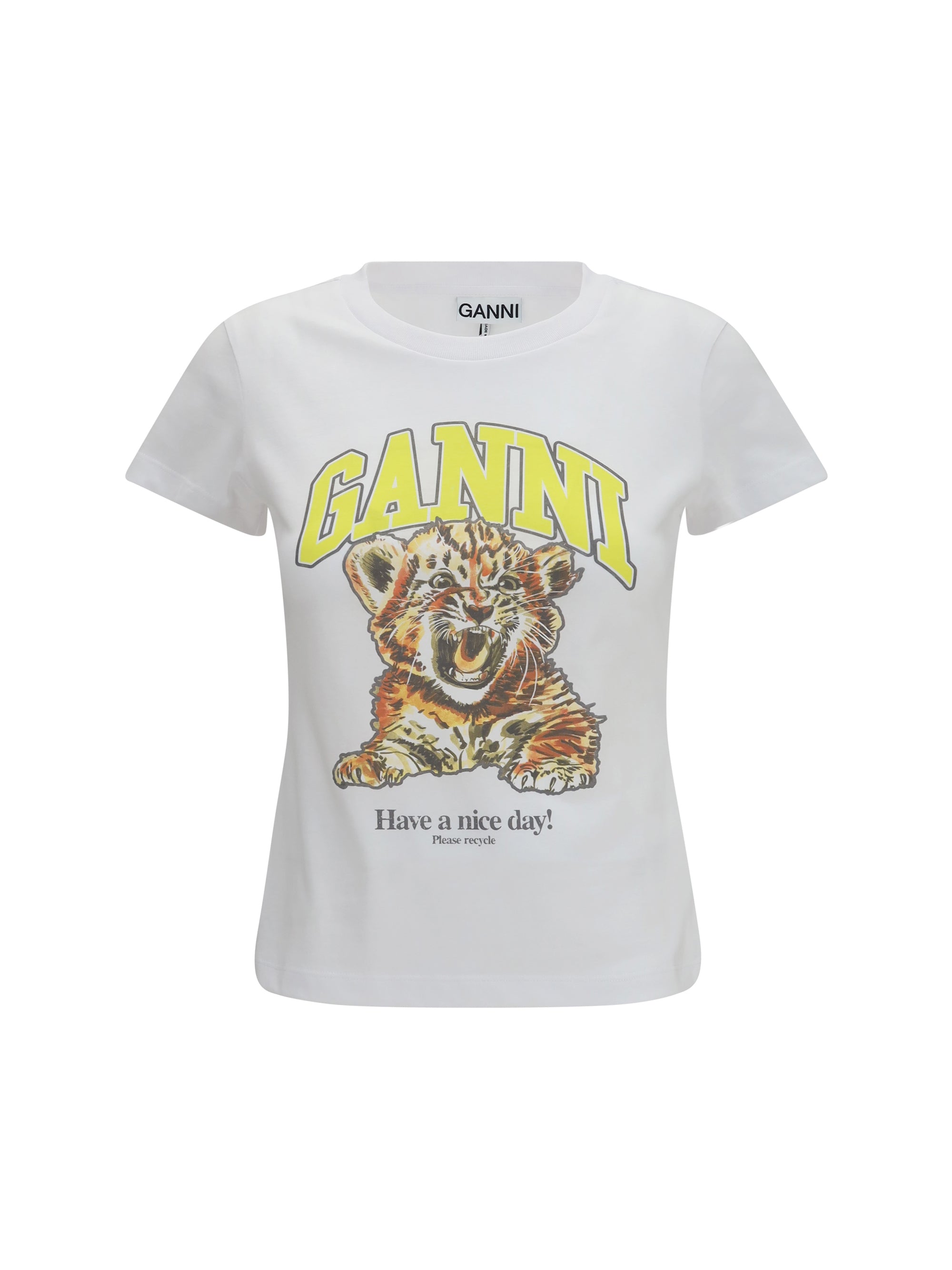 Ganni Women Tiger Cotton T-Shirt