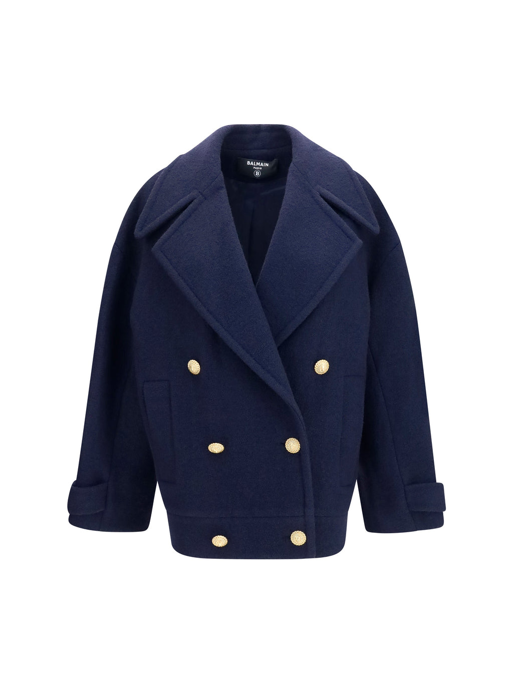 Balmain Women Double-Breasted Wool Coat With Buttons