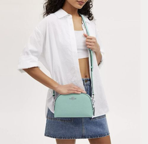 NWT Coach Leather Madi Crossbody Medium Bag In Faded Blue