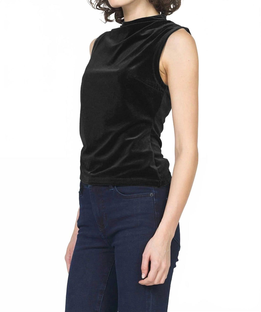 Shaunee Ruched Velvet Tank Top In Black