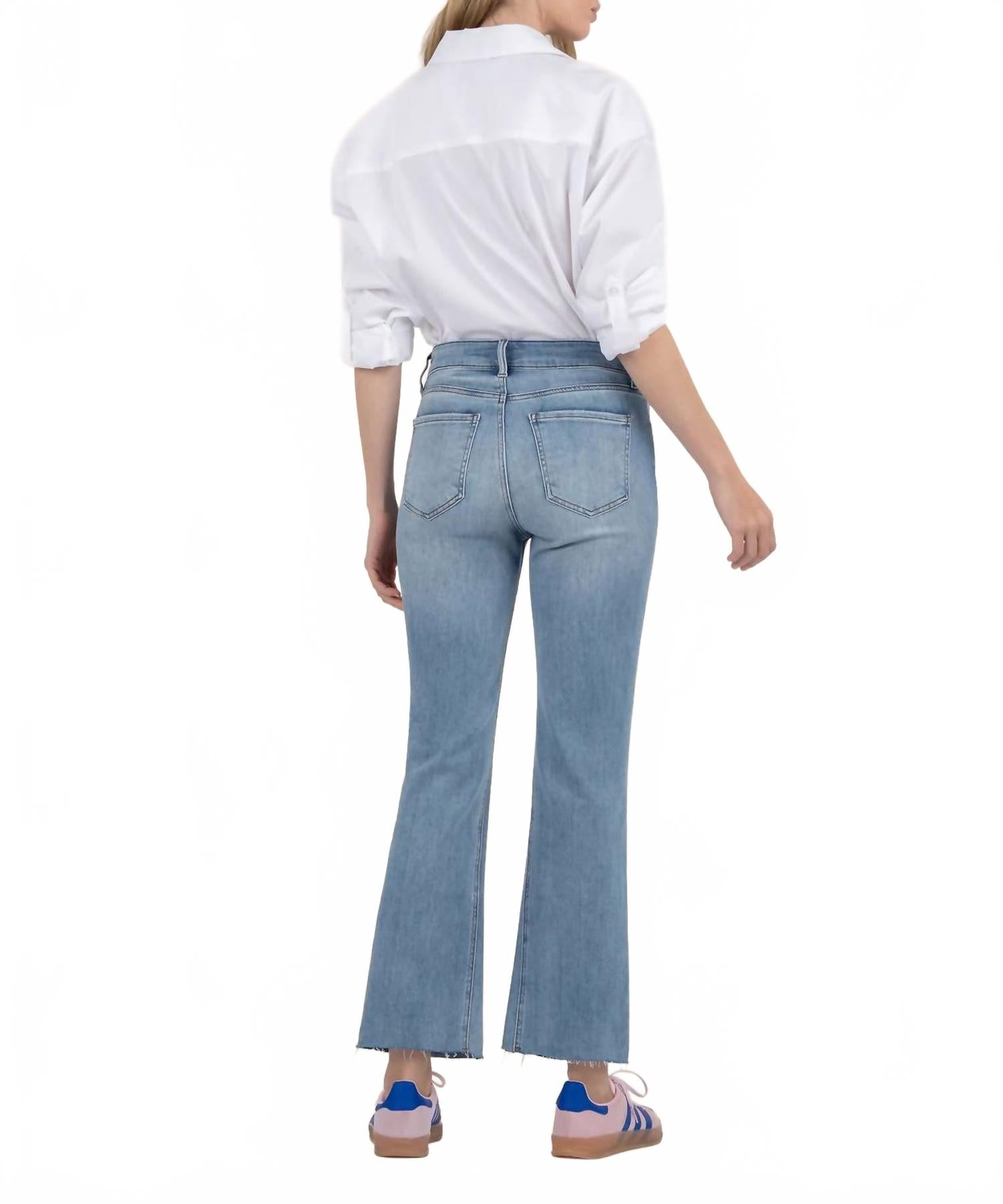 Kelsey High Rise Ankle Flare Jeans In Blue