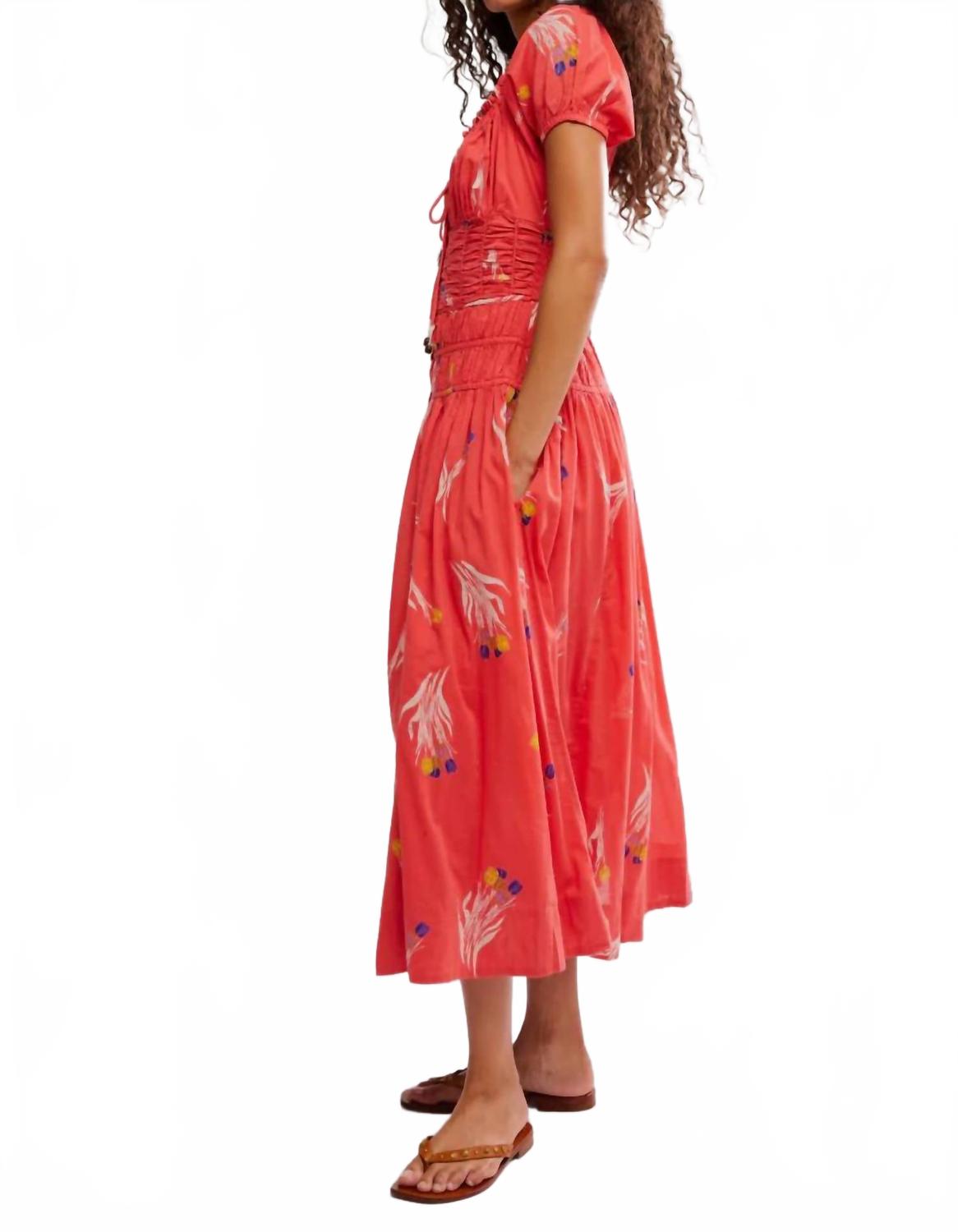 Complete Me Midi Dress In Coral Combo