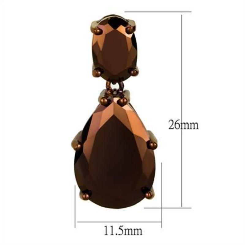 IP Coffee light Brass Earrings with AAA Grade CZ in Light Coffee