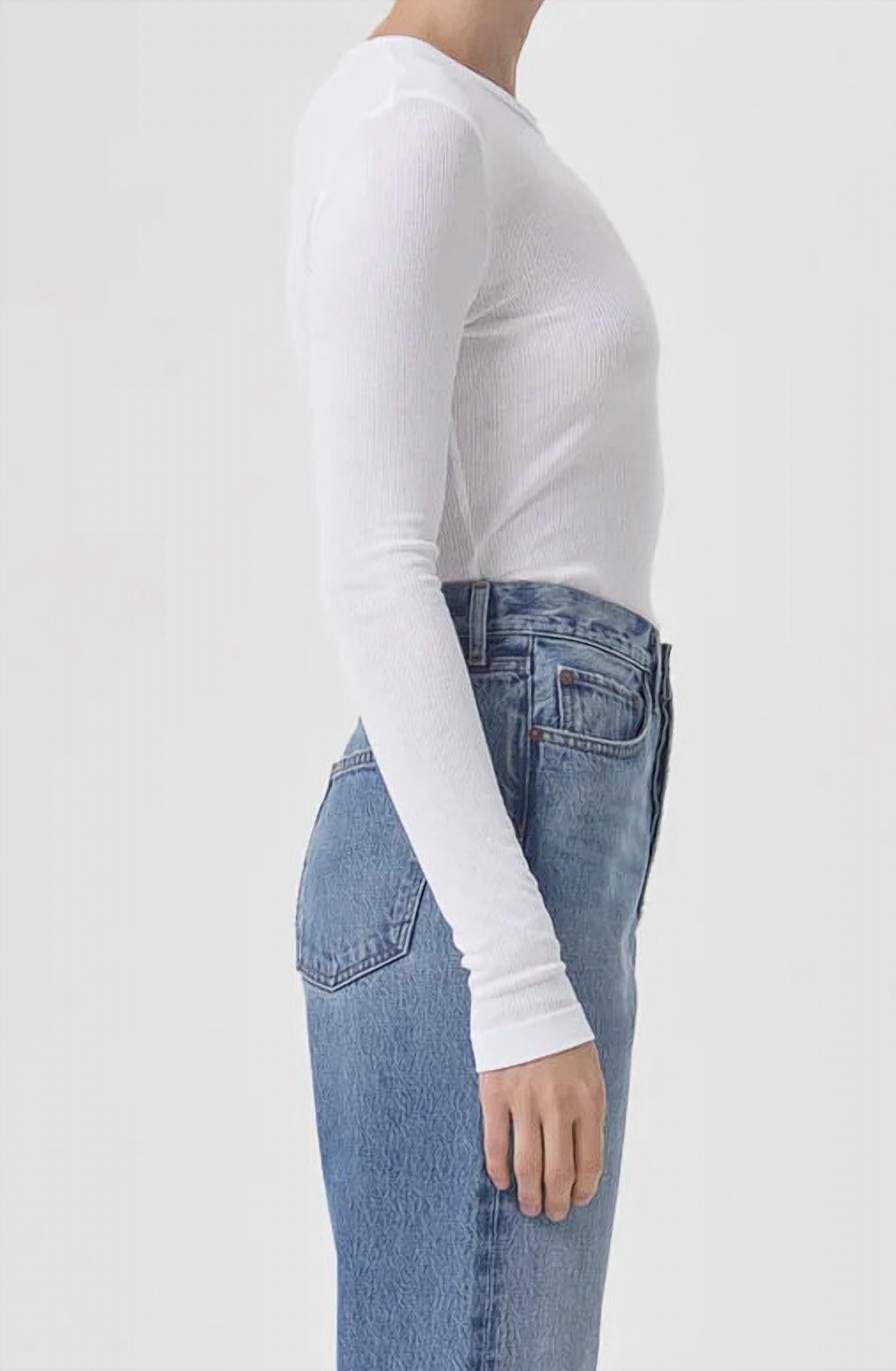 Shona Long Sleeve Tee Top In White