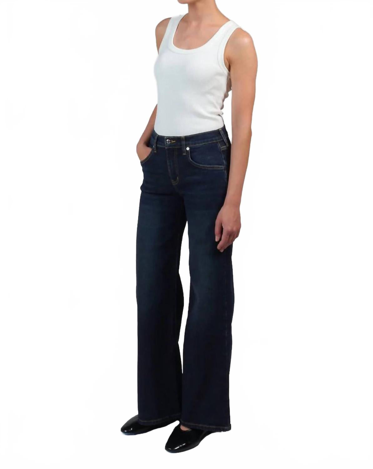 Romi French Wide Leg Pants In Storm Chaser