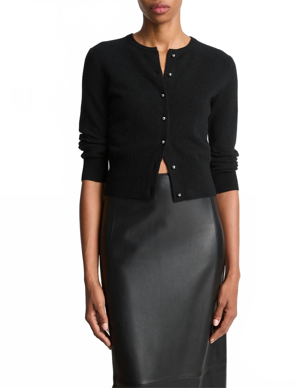 Metal Button Cardigan In Black