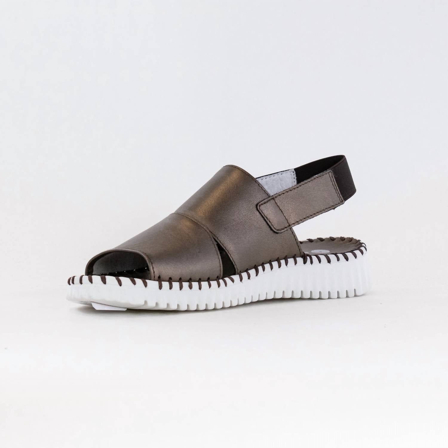 Women's Sola Leather Sandals In Pewter