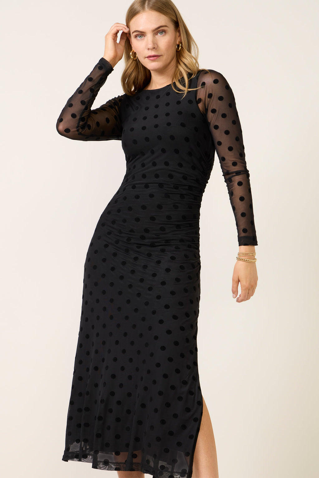 Women's Brinley Mesh Polka Dot Midi Dress