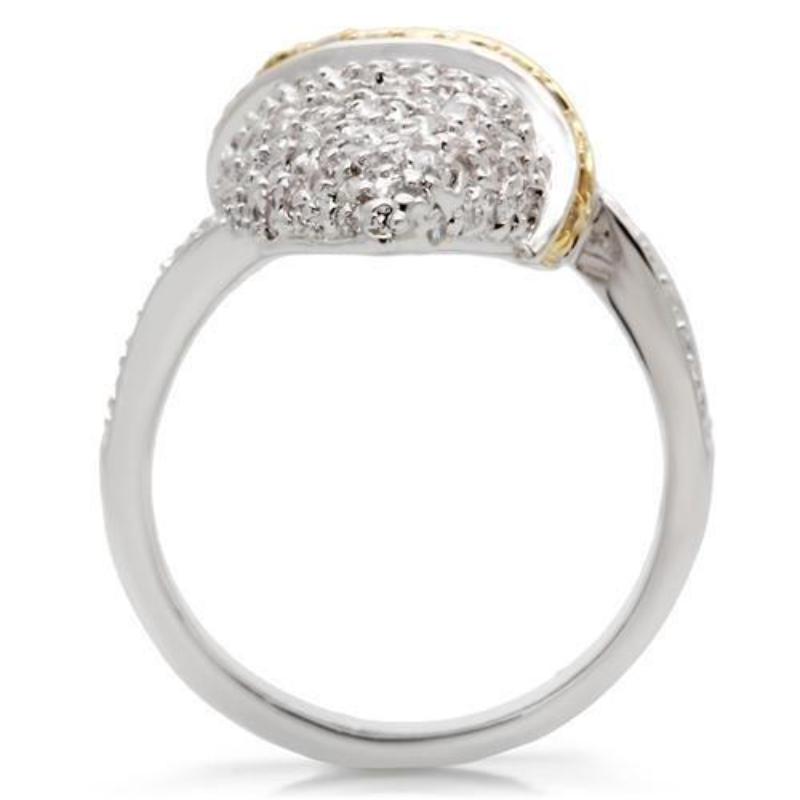 Gold+Rhodium Brass Ring with AAA Grade CZ in Topaz