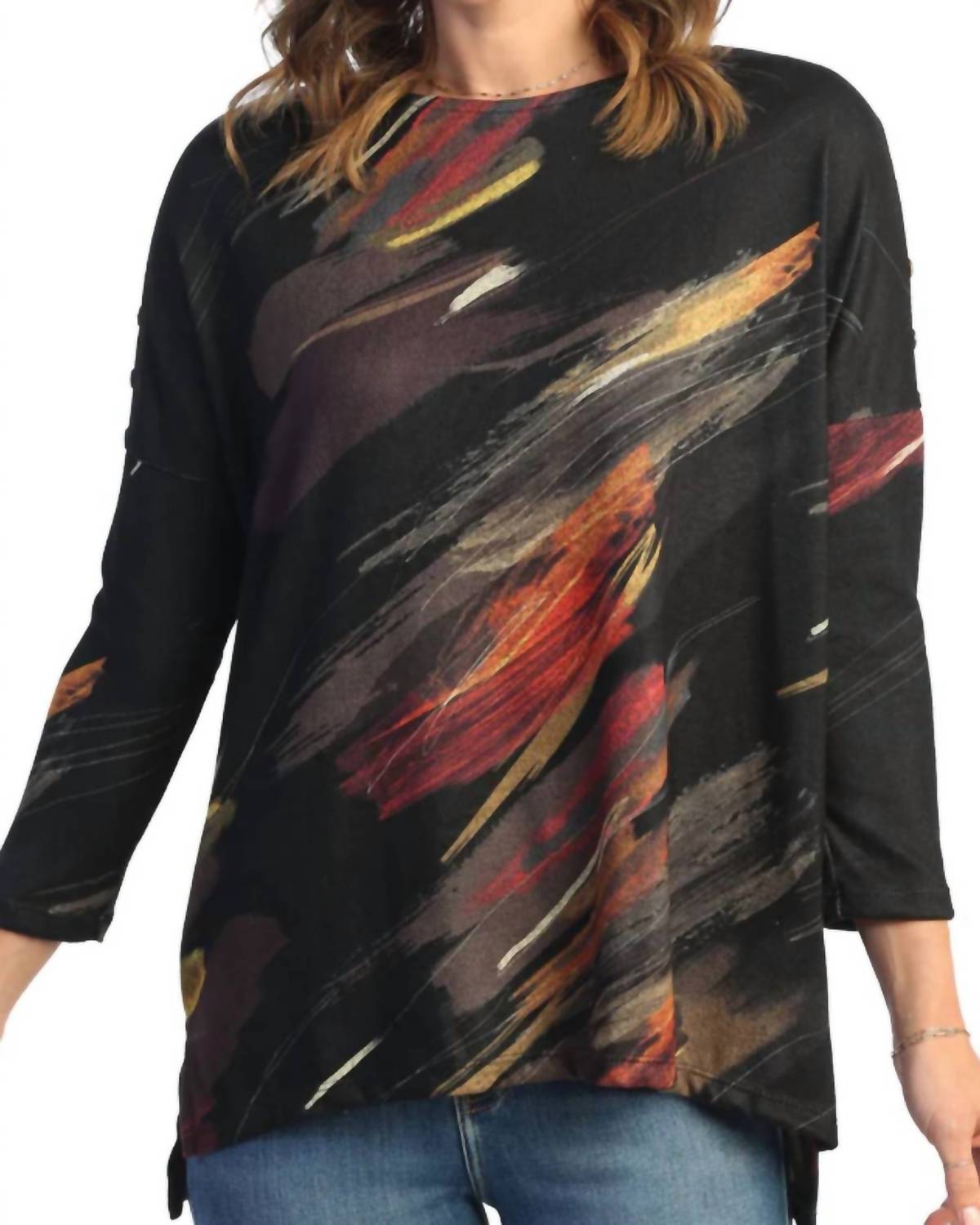 Dunes French Brushed Knit Top In Black