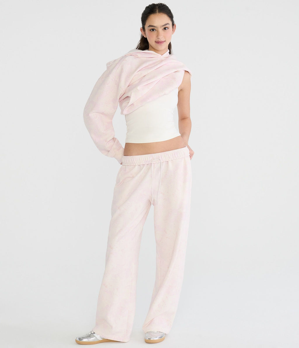 Aeropostale Cloud Soft Tropical Floral Mid-Rise Straight Leg Sweatpants