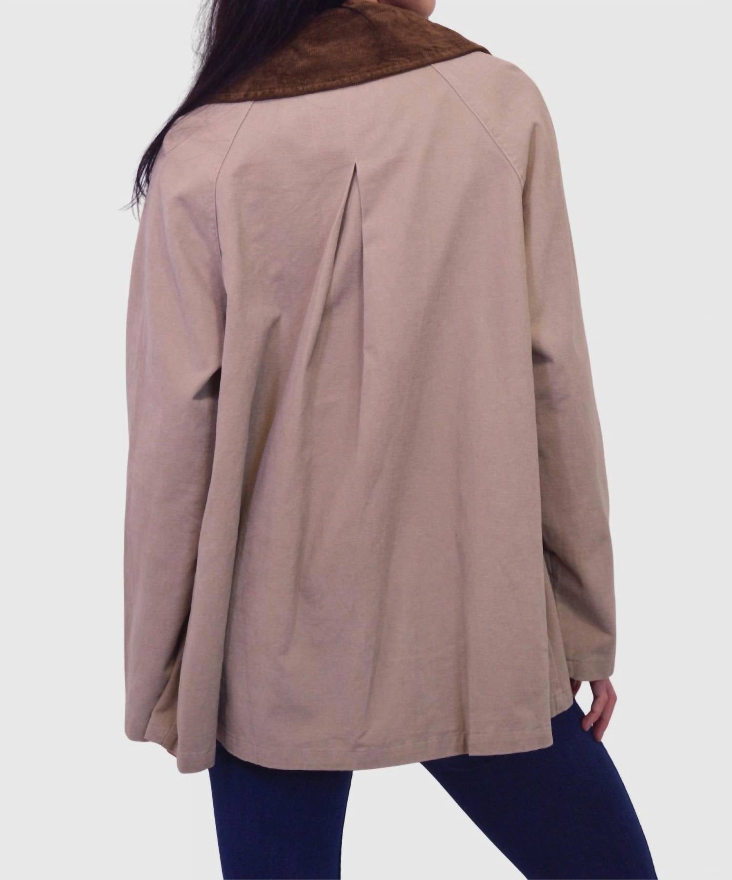 Corduroy Collared Cotton Chore Jacket In Khaki