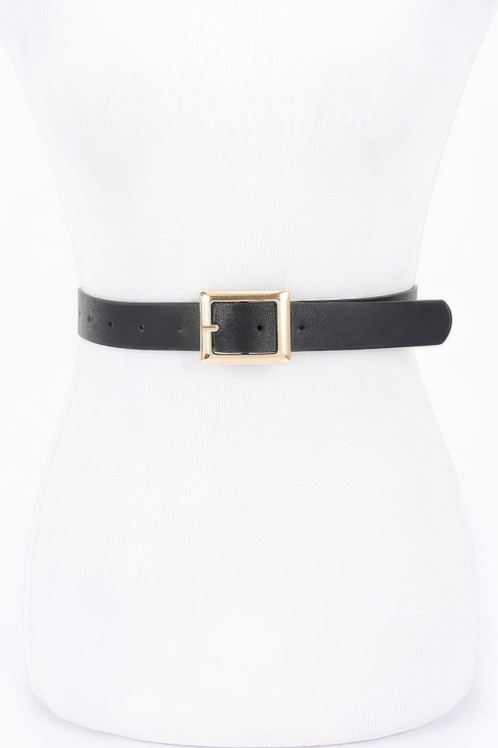 Simple Square Buckle Faux Leather Belt