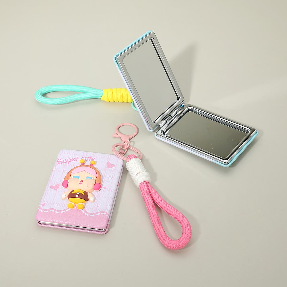 12PCS - Cute Cartoon Character Bag Charm Keychain Cosmetic Mirrors