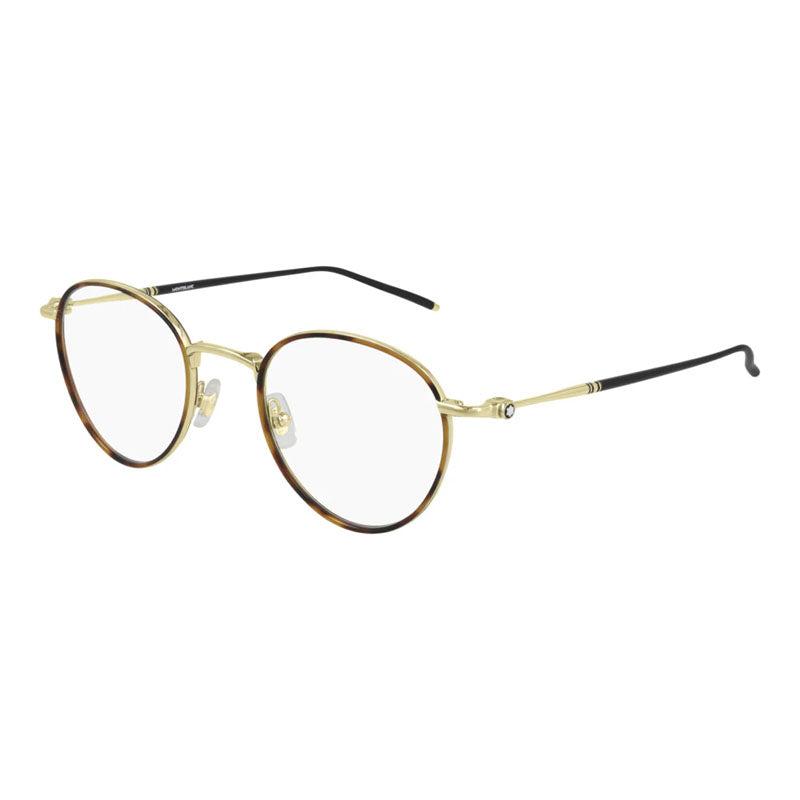 Montblanc Eyeglasses Square Full Rim, Gold/havana Frame And Clear Demo Lens Lens Mb0162O003