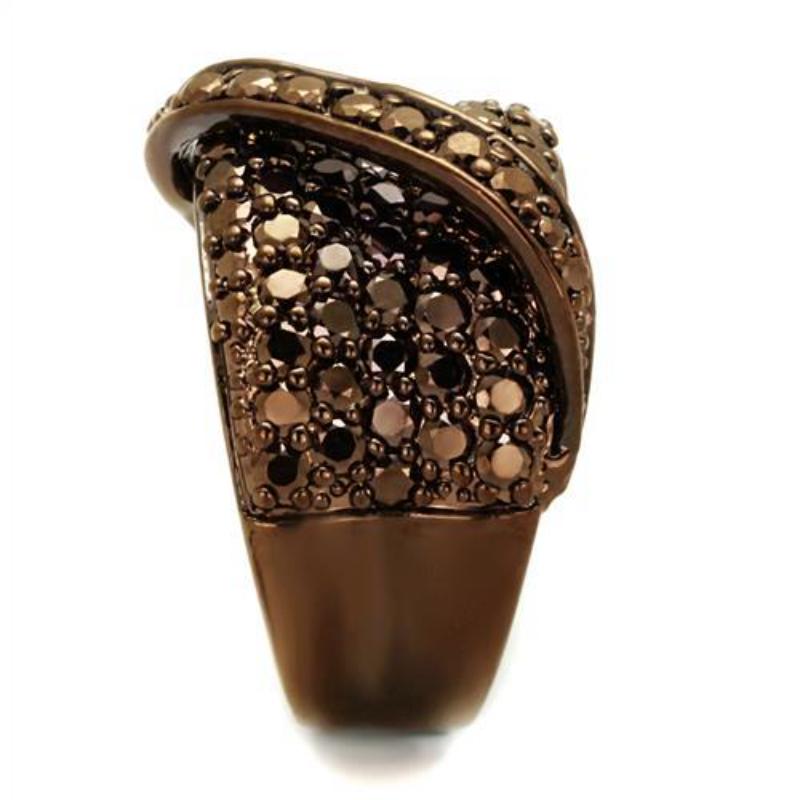 IP Coffee light Brass Ring with AAA Grade CZ in Light Coffee