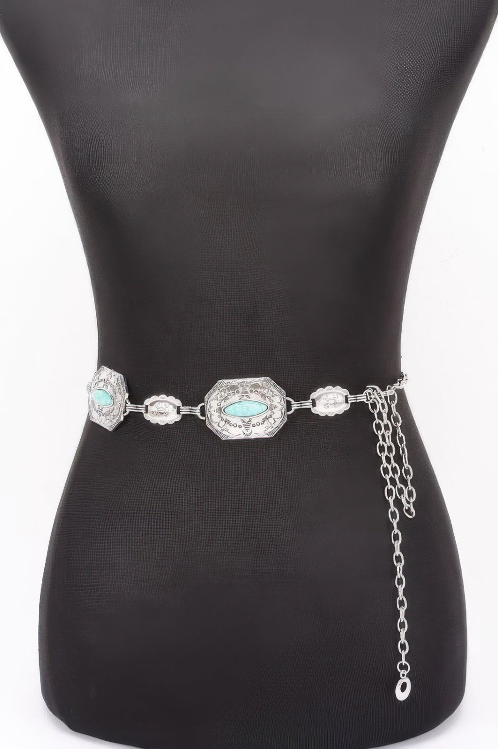 Western Style Chain Belt with Turquoise Accent