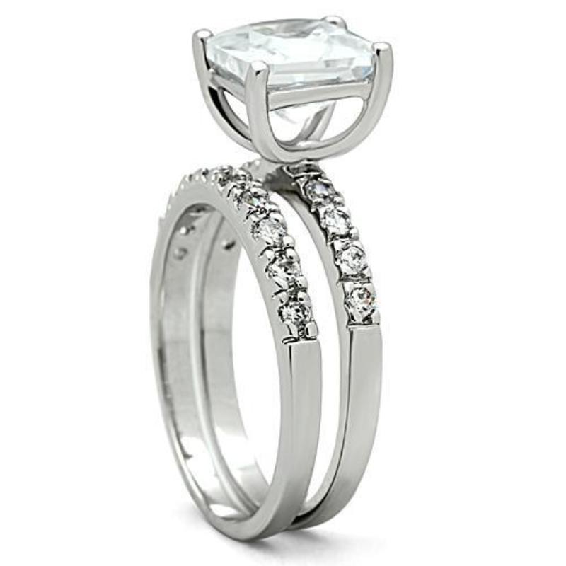 Rhodium Brass Ring with AAA Grade CZ in Clear