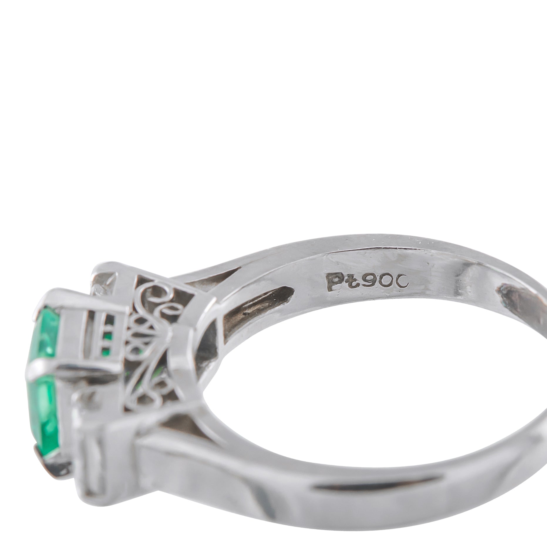 LB Exclusive Platinum 0.36ct Diamond and Emerald Ring MF14-041026