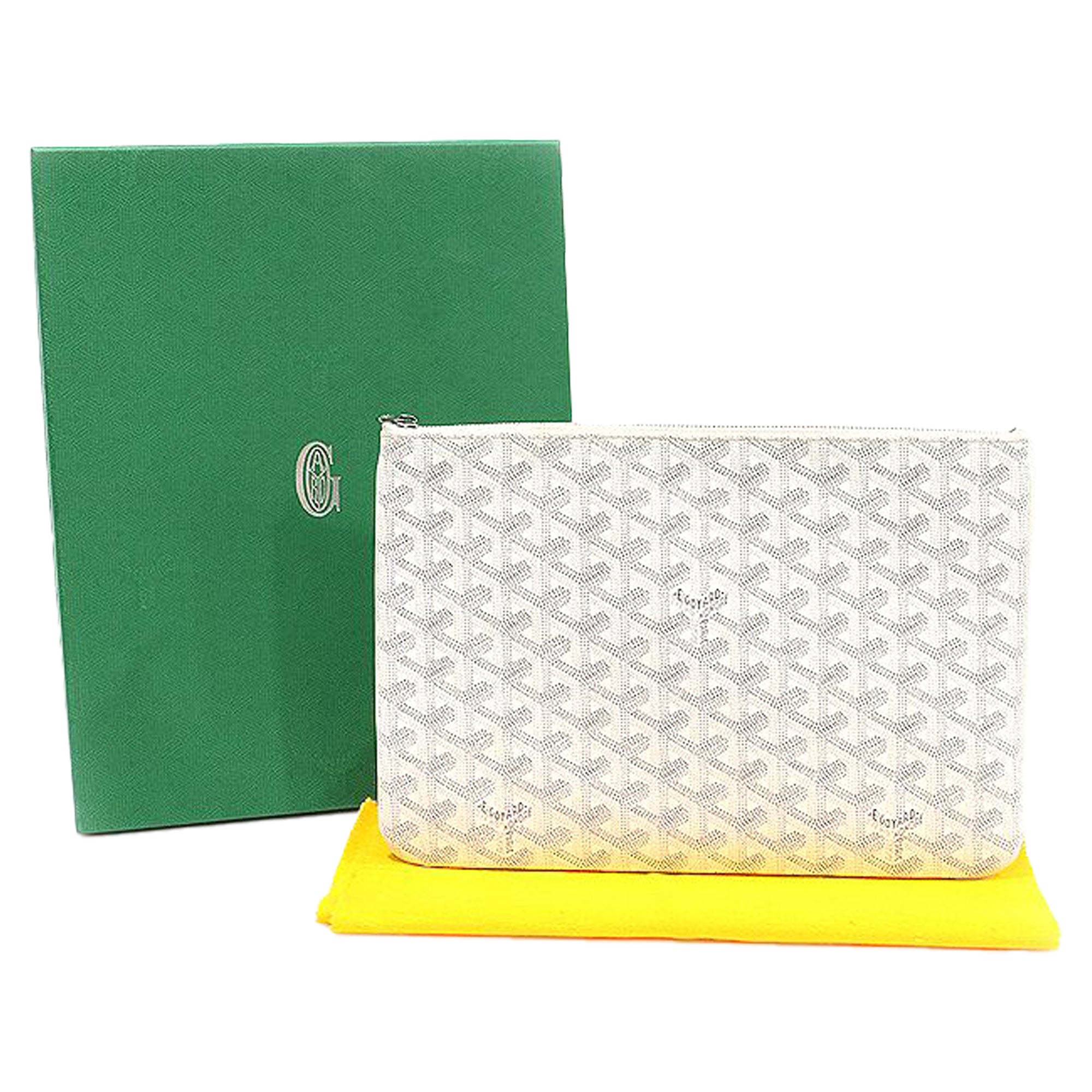 Goyard White Goyardine Canvas Senat Mm Clutch