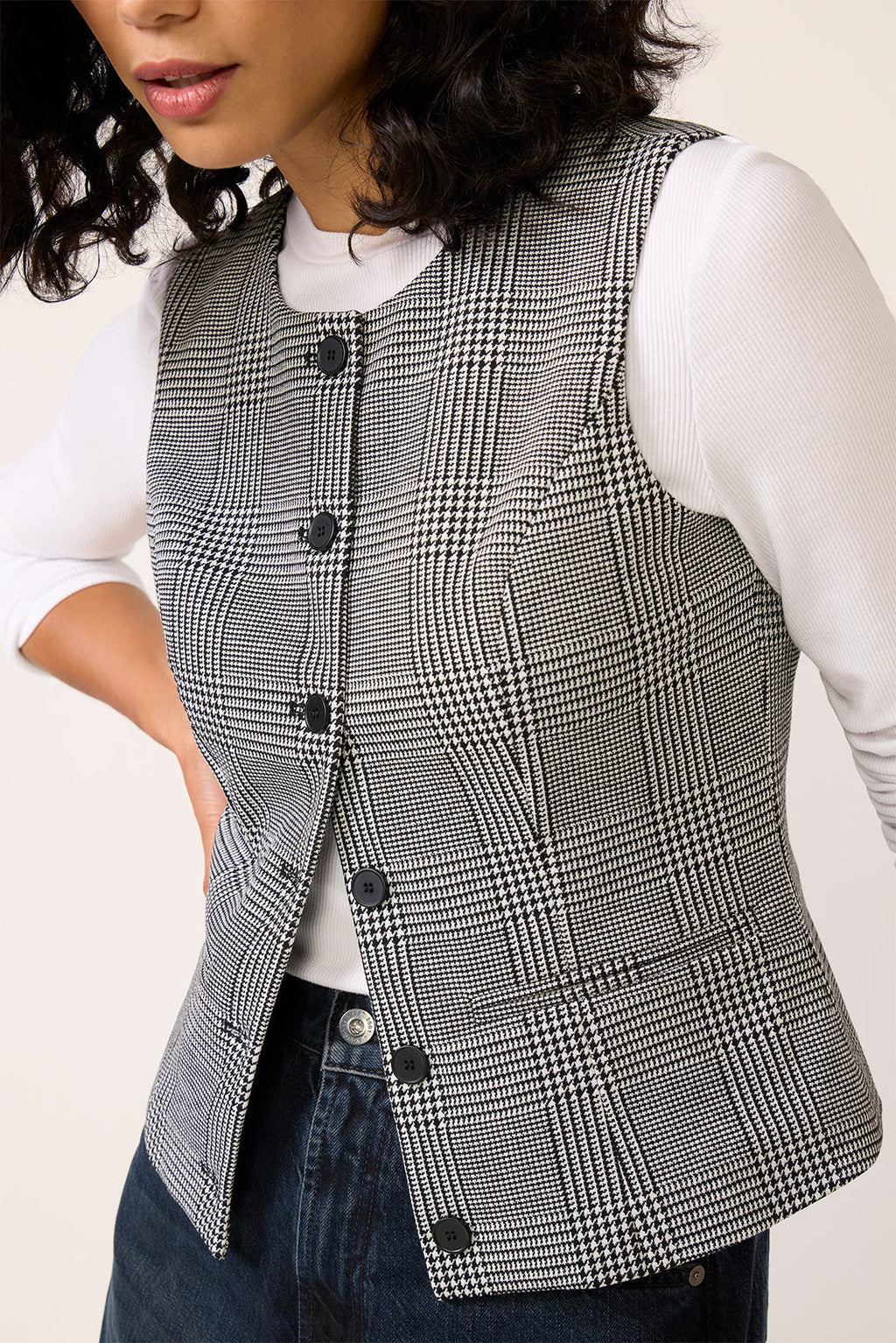 Women's Caroline Plaid Ponte Vest