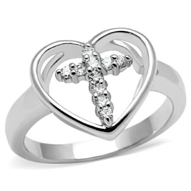 Rhodium Brass Ring with AAA Grade CZ in Clear